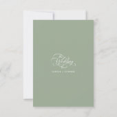 Delikate, elegante Script Wedding Sage Green RSVP Karte (Rückseite)