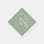 Delikate, elegante Script Wedding Sage Green Serviette (Ecke)