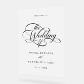 Delikate, elegante Script Wedding Willkommen Matti Acrylschild (Winkel)