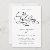 Delikate, elegante Skripte für die Hochzeit von Sc Einladung (Vorderseite)