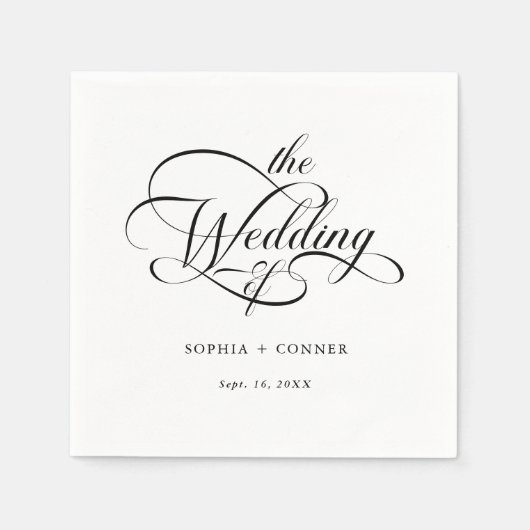 Delikate, elegante Skripte für die Hochzeit von Sc Serviette (Vorderseite)