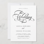 Delikate, elegante Skripte Hochzeit in einem Einladung (Vorderseite)