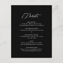 Delikate Elegante Wedding Black Begleitkarte