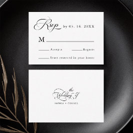 Delikate Elegante Wedding Black & White RSVP Karte