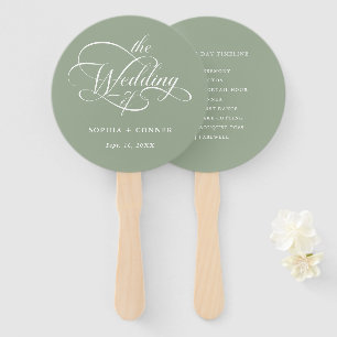 Delikate Elegante Wedding Timeline Sage Green Fächer