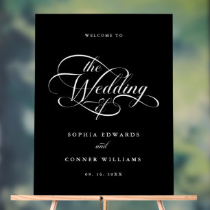 Delikate Elegante Wedding Willkommen Mattiert Blac Acrylschild