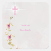 Delikate Eleganz florale Taufe Quadrat Aufkleber (Vorderseite)