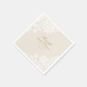 Delikate Elfenbein und Gold Script Hochzeit Serviette (Ecke)