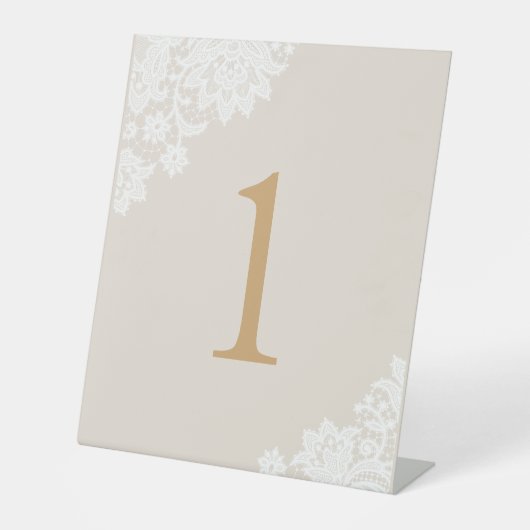 Delikate Elfenbein und Gold Script Hochzeit Sockelschild (Vorderseite)