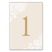 Delikate Elfenbein und Gold Script Hochzeit Tischnummer (Vorderseite)