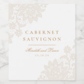 Delikate Elfenbein und Gold Script Hochzeitsgesche Weinetikett (Einzelnes Label)