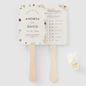 Delikate Elfenbein-Wildblumen Script Wedding Timel Fächer (Vorne und Hinten)