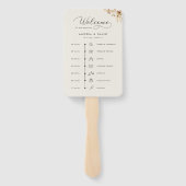 Delikate Elfenbein-Wildblumen Script Wedding Timel Fächer (Rückseite)