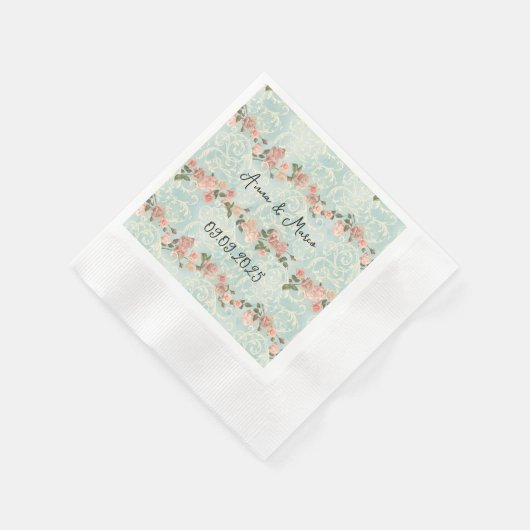 delikate englische Rose Serviette (Ecke)