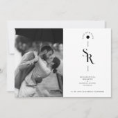 Delikate, exquisite Schwarz-Weiß-Hochzeitsinitiale Save The Date (Vorderseite)