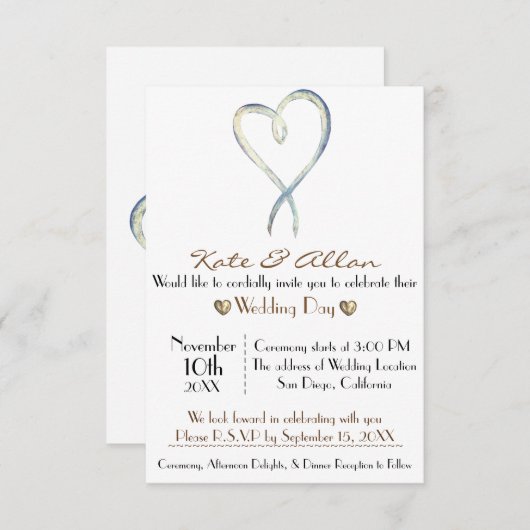 Delikate extravagant Heart Wedding Invitation UAWG Einladung (Vorne/Hinten)