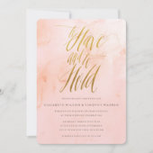 Delikate Farbenblüte und Gold-Hochzeitsempfang Einladung (Vorderseite)