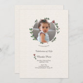 Delikate Feier des Lebens Fotokarte Einladung (Vorne/Hinten)