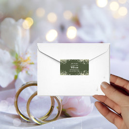 Delikate Floral auf Olive Green Wedding Address Adressaufkleber