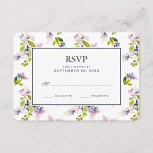 Delikate Floral Watercolor - Wedding RSVP Karte