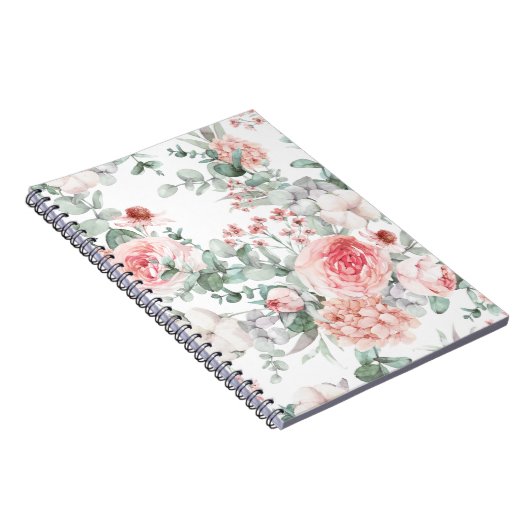Delikate florale Wasserfarbe Spiral Foto Notebook. Notizblock (Rechte Seite)
