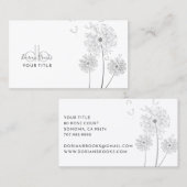 Delikate, florale Zeichnend Mit Monogramm Visitenk Visitenkarte (Vorne/Hinten)