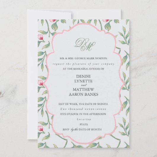 Delikate Florals Probe Dinner Einladung (Vorderseite)