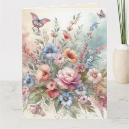 Delikate Florals und Schmetterlinge Karte