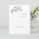 Delikate Foliage White Bridal Dusche Einladung (Stehend Vorderseite)