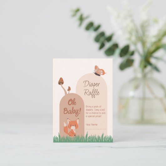 Delikate Forest Fox Babydusche Windelwanne Raffel Begleitkarte (Stehend Vorderseite)