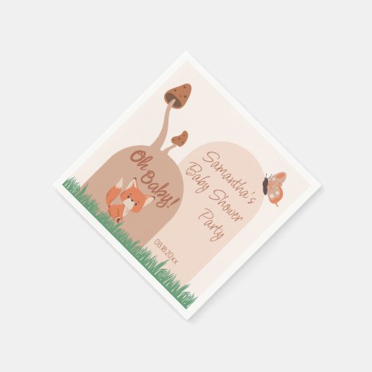 Delikate Forest Theme Fox Baby Dusche Serviette (Ecke)