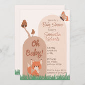 Delikate Forest Themed Fox Babydusche Einladung (Vorne/Hinten)