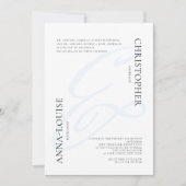 Delikate formale blaue Kalligraphie Ampere und Hoc Einladung (Vorderseite)