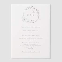 Delikate formale Monogramm-Blumenkraut-Hochzeit Pergament Einladungen