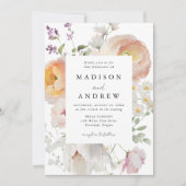 Delikate Frühjahrsflorrahmen Hochzeit Einladung (Vorderseite)