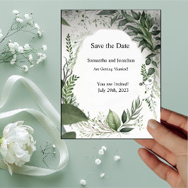 Delikate FrühlingsBlätter, die Save the Date umkre Einladung