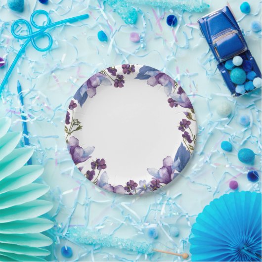 Delikate Frühlingsblumen Lila Frühling Pappteller (Party)