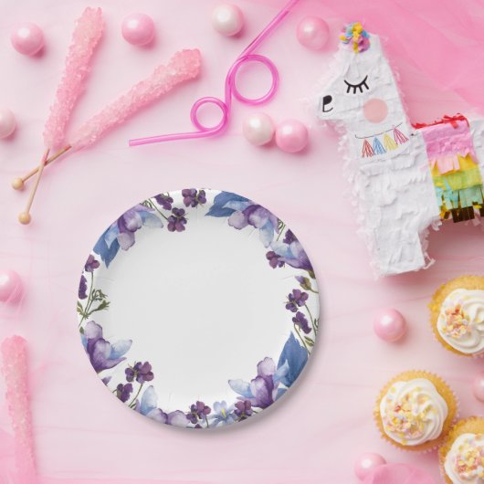 Delikate Frühlingsblumen Lila Frühling Pappteller (Party)