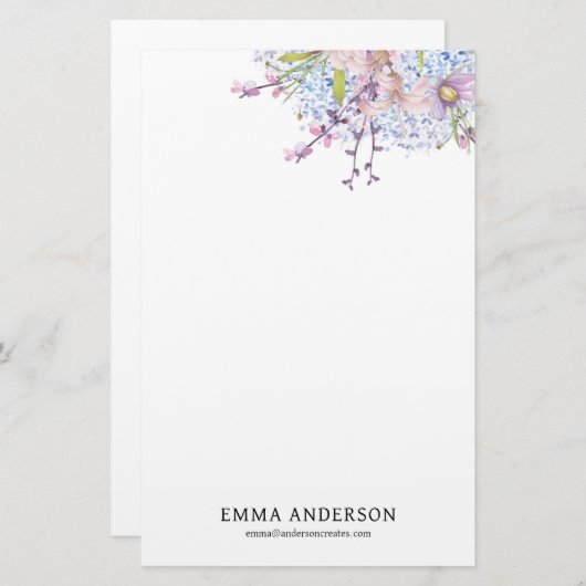 Delikate Frühlingssonne - Wildblume Briefpapier (Vorne/Hinten)