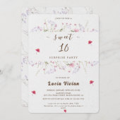 Delikate Frühlingssonne Wildblume Sweet 16 Überras Einladung (Vorne/Hinten)