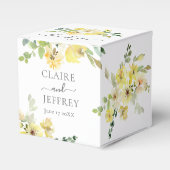 Delikate Gelbe Blumenstube Grüner Hochzeitsplatz Geschenkschachtel (Vorderseite)