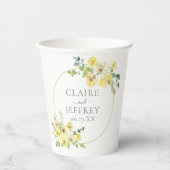 Delikate gelbe Blumenzange Grüne Sommerhochzeit Pappbecher (Vorderseite)