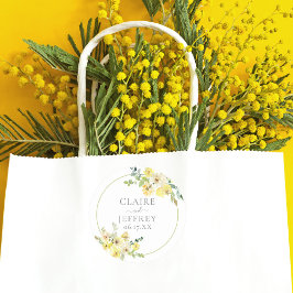 Delikate gelbe Blumenzange Grüne Sommerhochzeit Runder Aufkleber