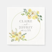 Delikate gelbe Blumenzange Grüne Sommerhochzeit Serviette (Vorderseite)