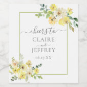 Delikate gelbe Blumenzange Grüne Sommerhochzeit Weinetikett (Einzelnes Label)