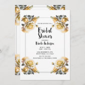 Delikate Gelbe Rosen Shabby Dusche Einladung (Vorne/Hinten)