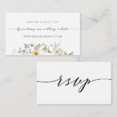 Delikate Gelbe Wildblume Hochzeit RSVP Online Begleitkarte (Vorne/Hinten)