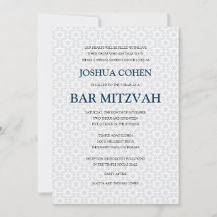 Delikate Gemusterte Bar Mitzvah Einladung