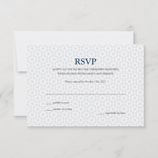 Delikate Gemusterte Bar Mitzvah RSVP Card (Vorderseite)