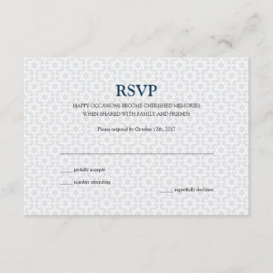 Delikate Gemusterte Bar Mitzvah RSVP Card Karte